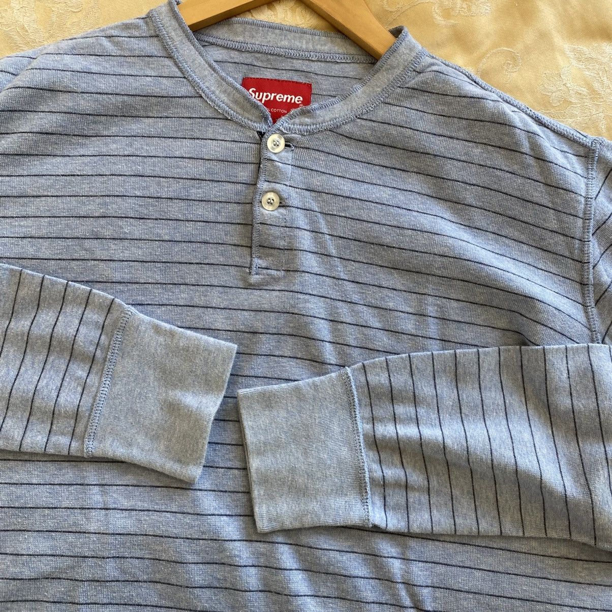 Supreme Supreme Striped Henley Top Shirt Baby Blue 2010 Grunge Punk Size US L / EU 52-54 / 3 - 3 Thumbnail
