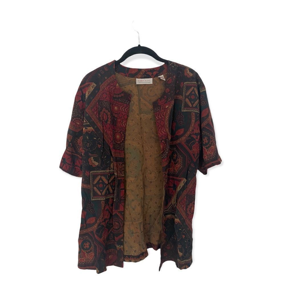 Other Karen Scott Vintage Open Front Abstract Print Blouse – Size Size M / US 6-8 / IT 42-44 - 1 Thumbnail