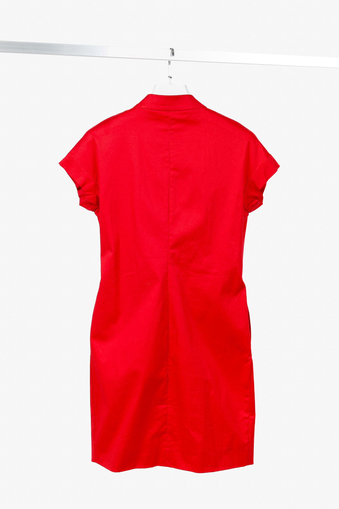 Marni Marni SS/07 Runway Red Stretch-Cotton Waist-Tie Dress Size S / US 4 / IT 40 - 2 Thumbnail