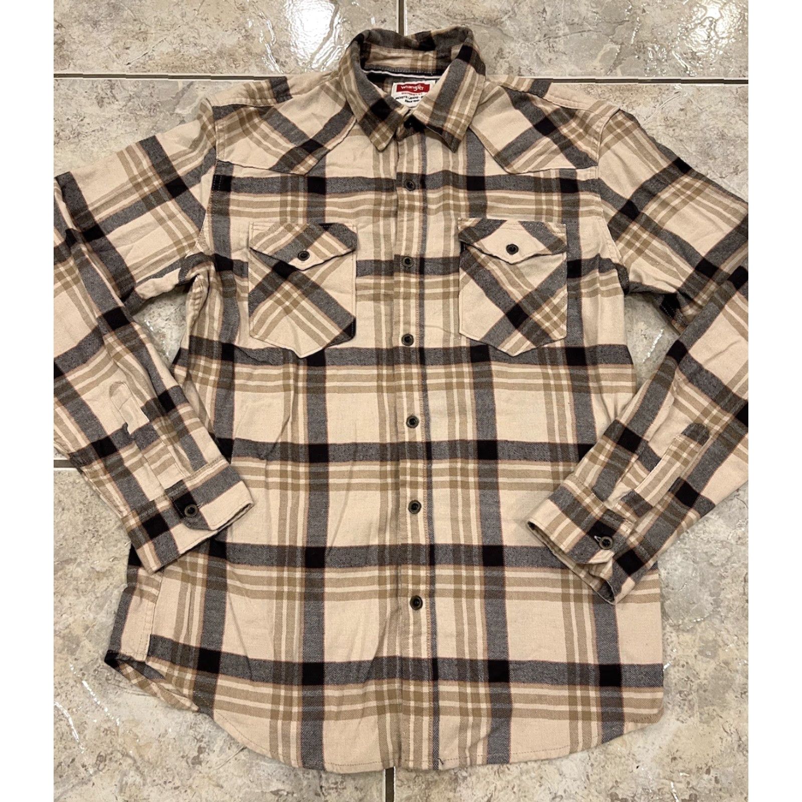 Wrangler Wrangler Shirt Plaid Long Sleeve Slim Button-Up Mens M Multi-Color Fall Cotton Blend Flannel 28.5" 21.5" 25" 90s? Size US M / EU 48-50 / 2 - 2 Thumbnail