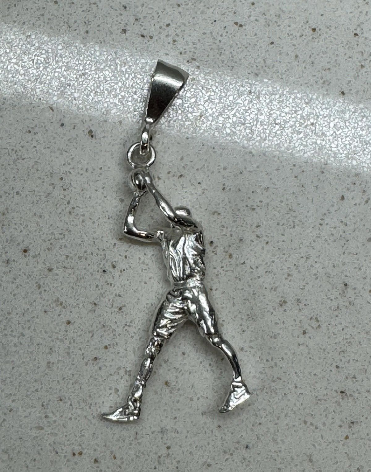 Designer Basketball Player Shooter Solid .925 Casted Sterling Silver Size ONE SIZE - 2 Thumbnail