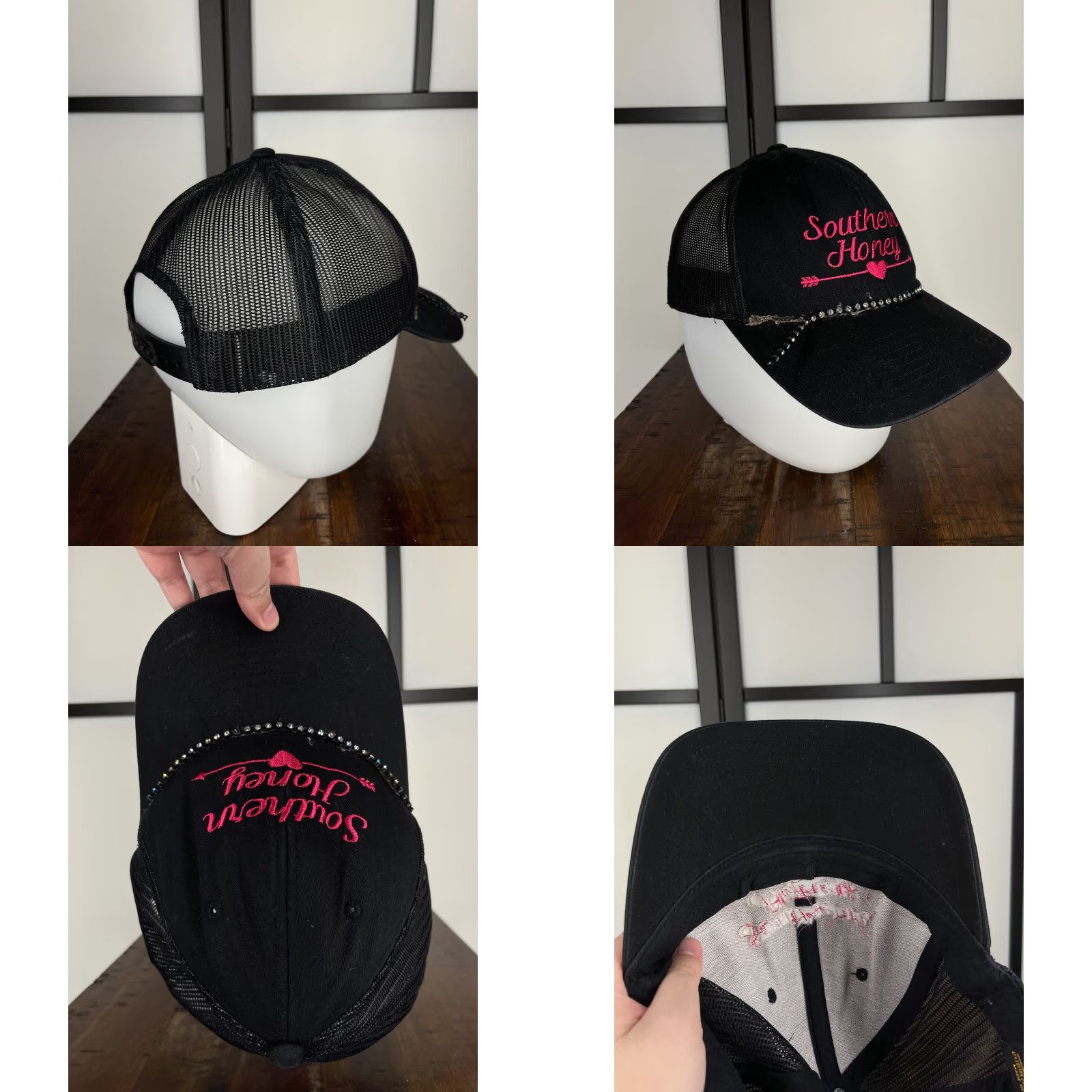 Vintage Southern Honey Hat Cap Snap Back Trucker Bling Nylon Blend One Size Black Womens Size ONE SIZE - 8 Thumbnail