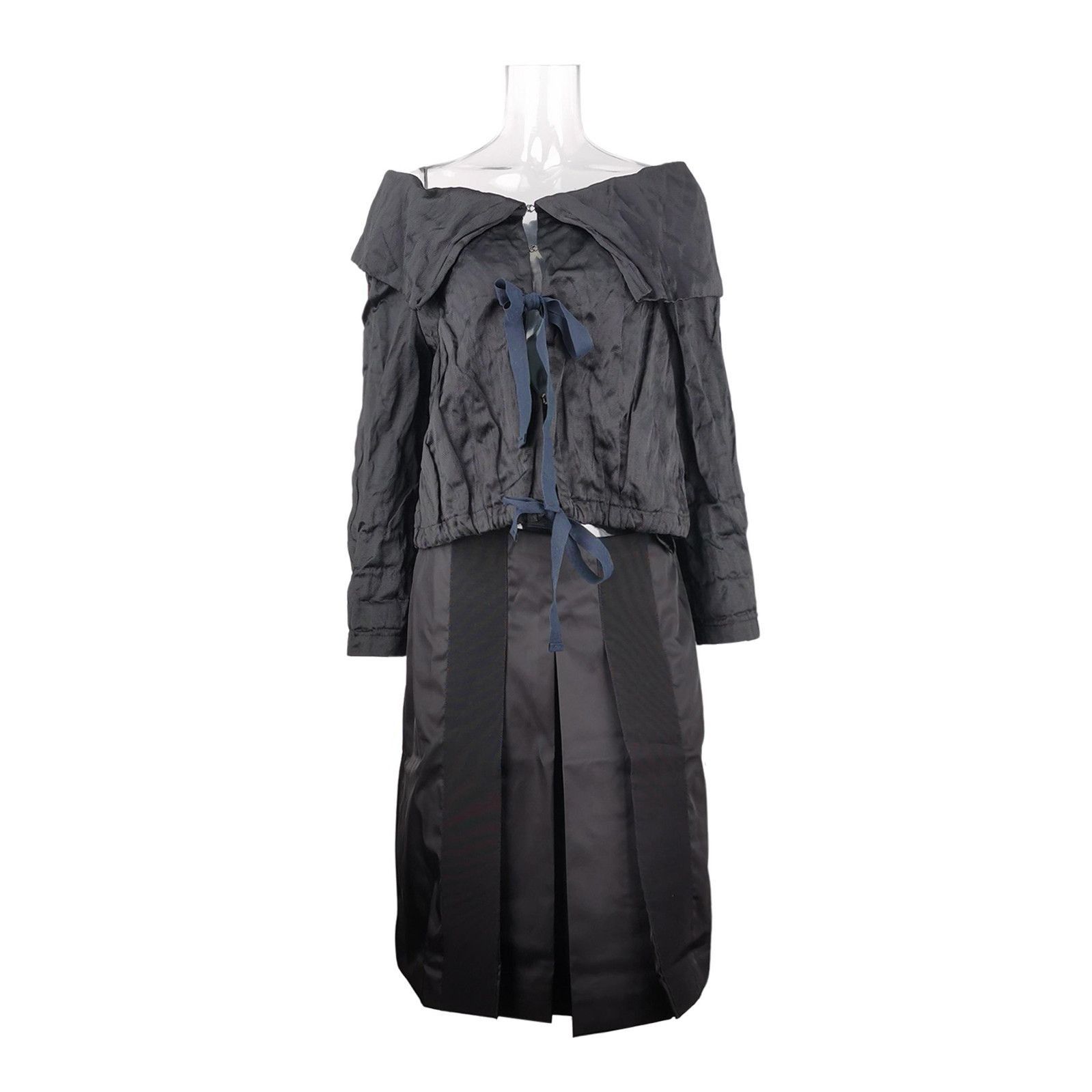 Prada Black Silk Bow Off.