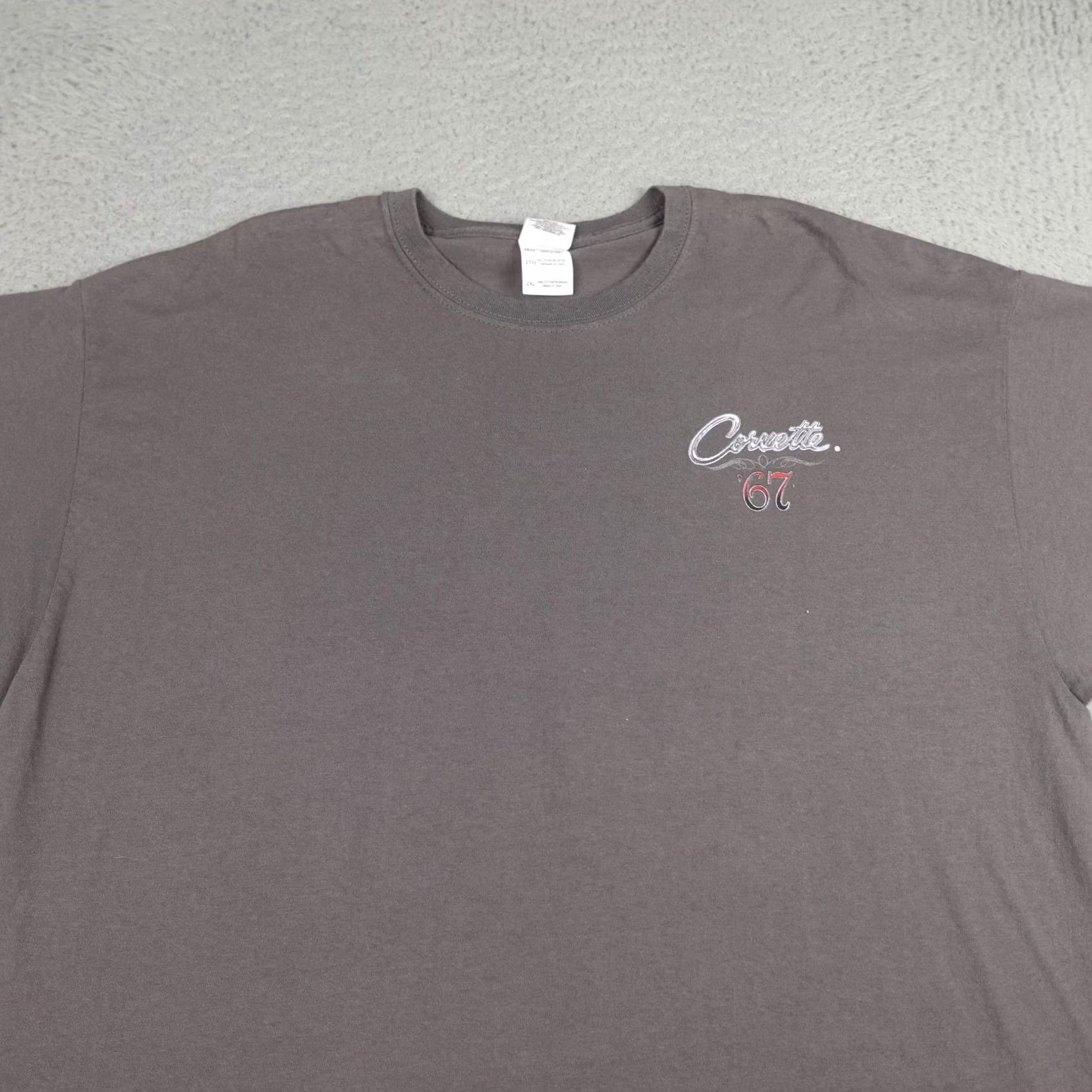 Gildan Corvette Shirt Mens 2XL Gray 1967 Sting Ray Ruling The Road 40th Anniversary Shirt Size US XXL / EU 58 / 5 - 4 Thumbnail