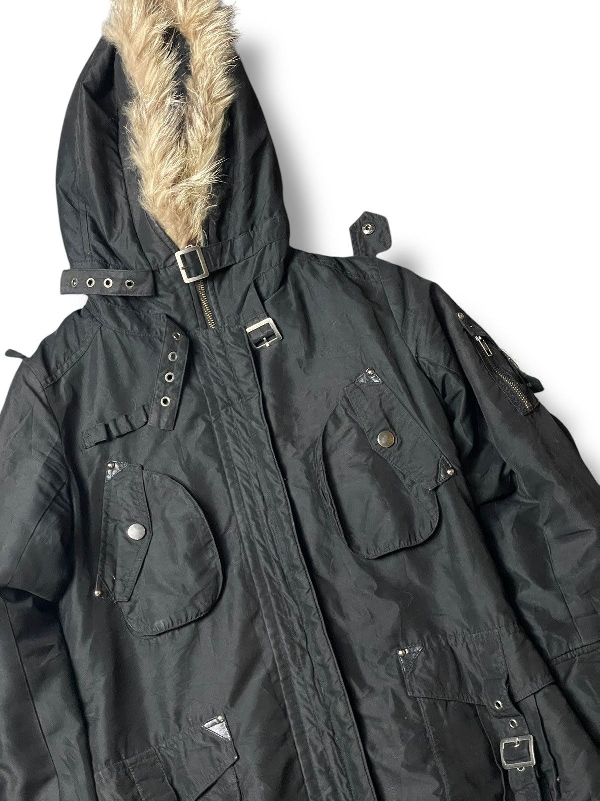 If Six Was Nine × Japanese Brand × Le Grande Bleu (L.G.B.) Japanese Brand Fur Hooded Multipocket Jacket (105) Size US XXS / EU 40 - 2 Thumbnail