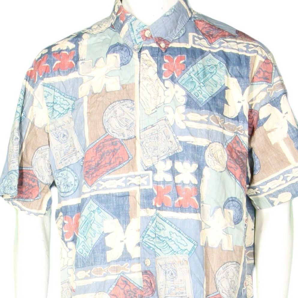 Other Reverse Print Map Hawaiian Aloha Tropical Tribal Camp Shirt Size US XXL / EU 58 / 5 - 1 Thumbnail
