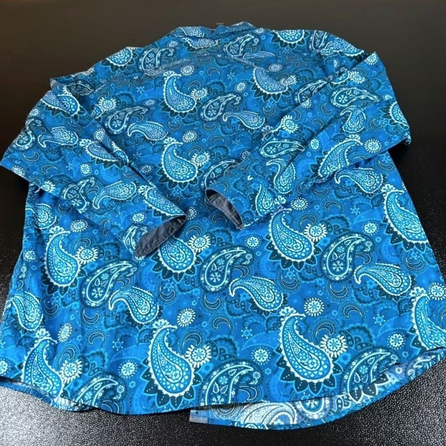 Cremieux Cremieux Button-Down Shirt Big 3XB Paisley Blue Mens Long Sleeve Stretch Casual Shirt Womens? Size US XXL / EU 58 / 5 - 6 Thumbnail