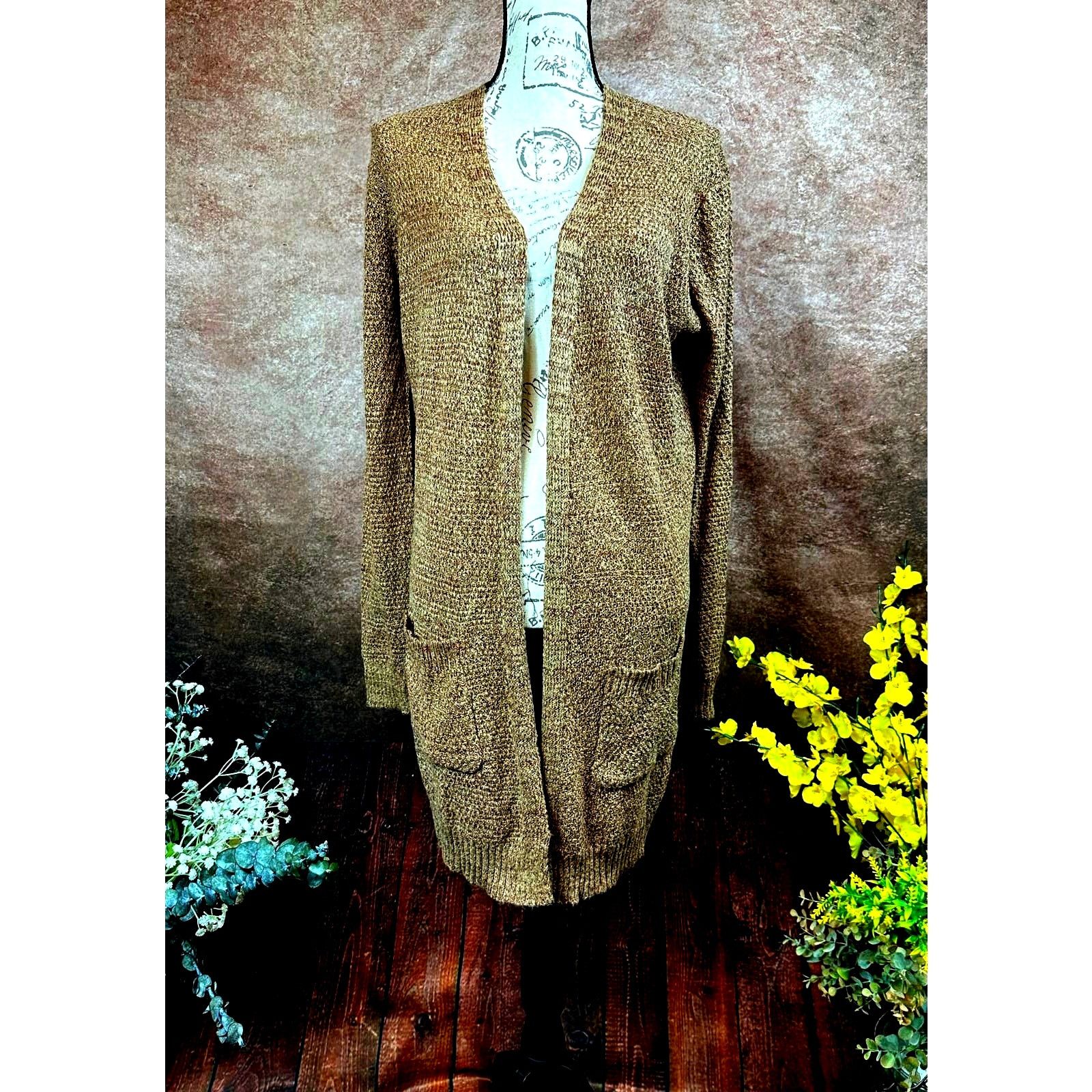 Other Love Ellie Speckled Long Open Front Cardigan Multi Brown L Size L / US 10 / IT 46 - 2 Thumbnail