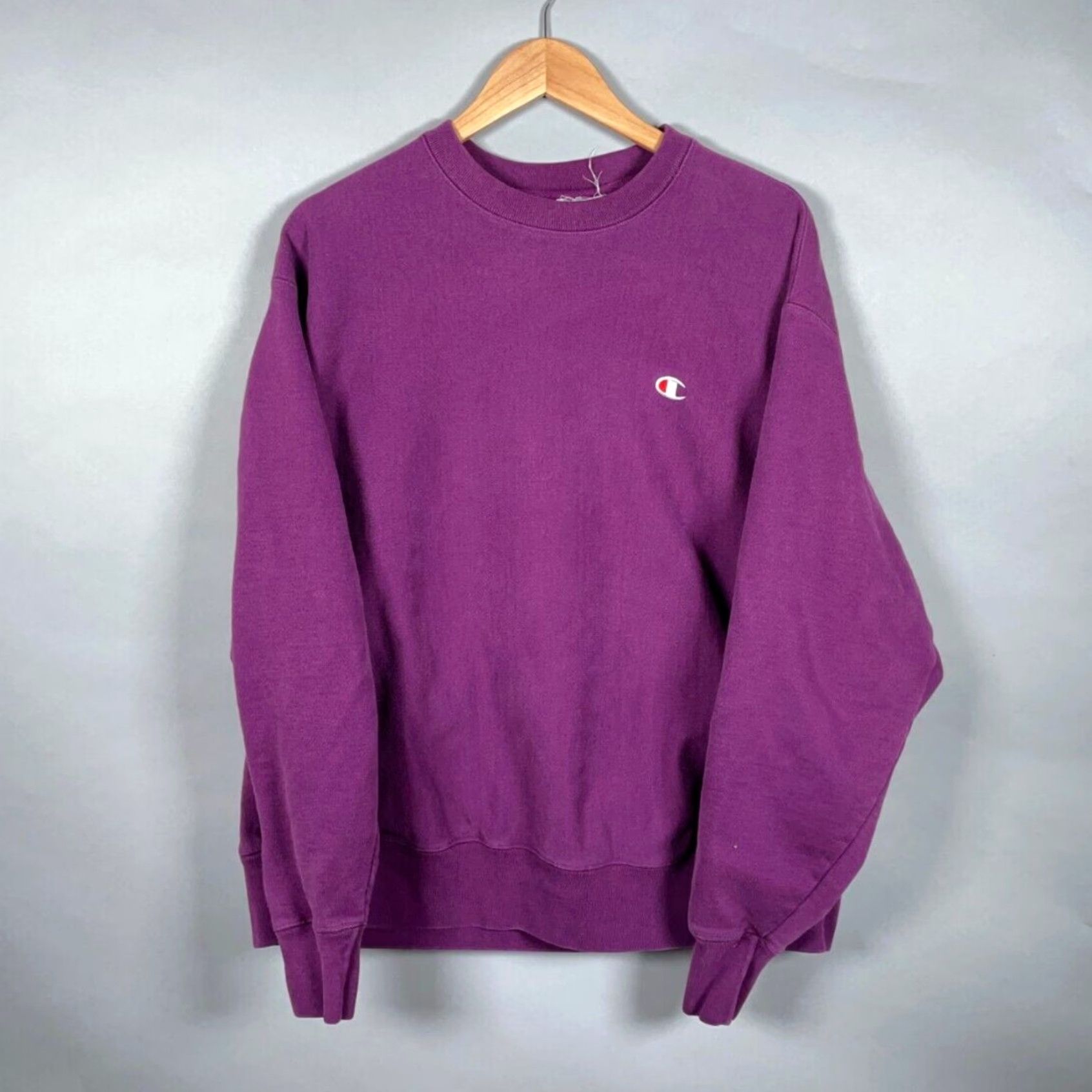 Rare! Champion Plain Crewneck Red Color Large Size Sweatshirt Pullover Jumper Sportswear cheapest Streetwear Brand Fashion Style