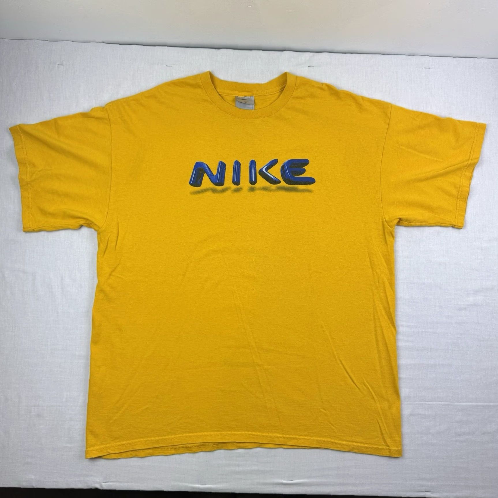 Nike VINTAGE Nike T-Shirt Adult XL Yellow Spellout Y2K Grunge Hipster Mens Size US XL / EU 56 / 4 - 2 Thumbnail
