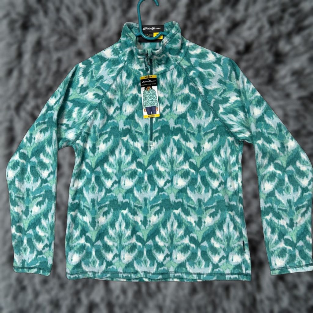 Eddie Bauer Eddie Bauer Polar Fleece 1/4 Zip Jacket Womens M Green Ikat NWT Gorpcore Hiking Size M / US 6-8 / IT 42-44 - 1 Thumbnail