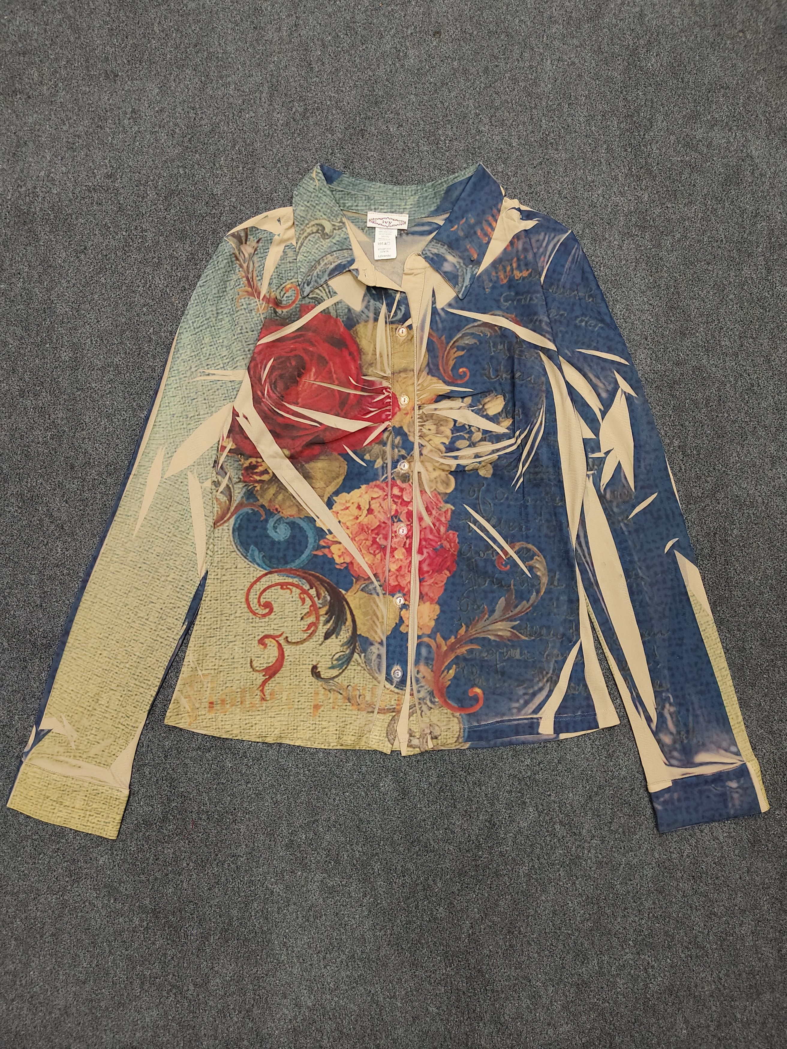 Arts & Science 💥 Vtg Ivy Florals Art Graphic Print Long Shirt Size L / US 10 / IT 46 - 5 Thumbnail