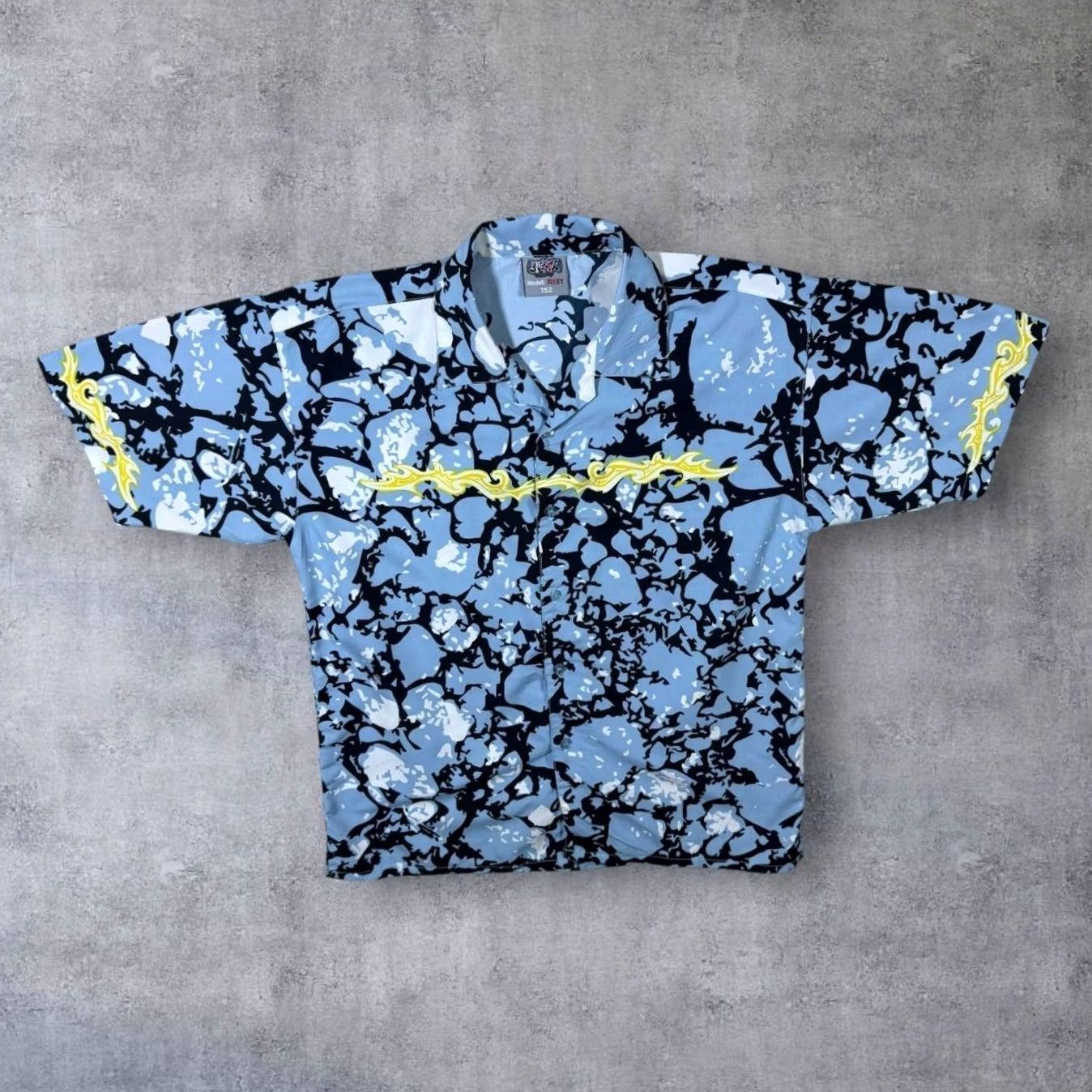Vintage Dognose Goth Y2K Abstract Patterned Graphic Blue Short Sleeve Shirt XS Size US XS / EU 42 / 0 - 2 Thumbnail