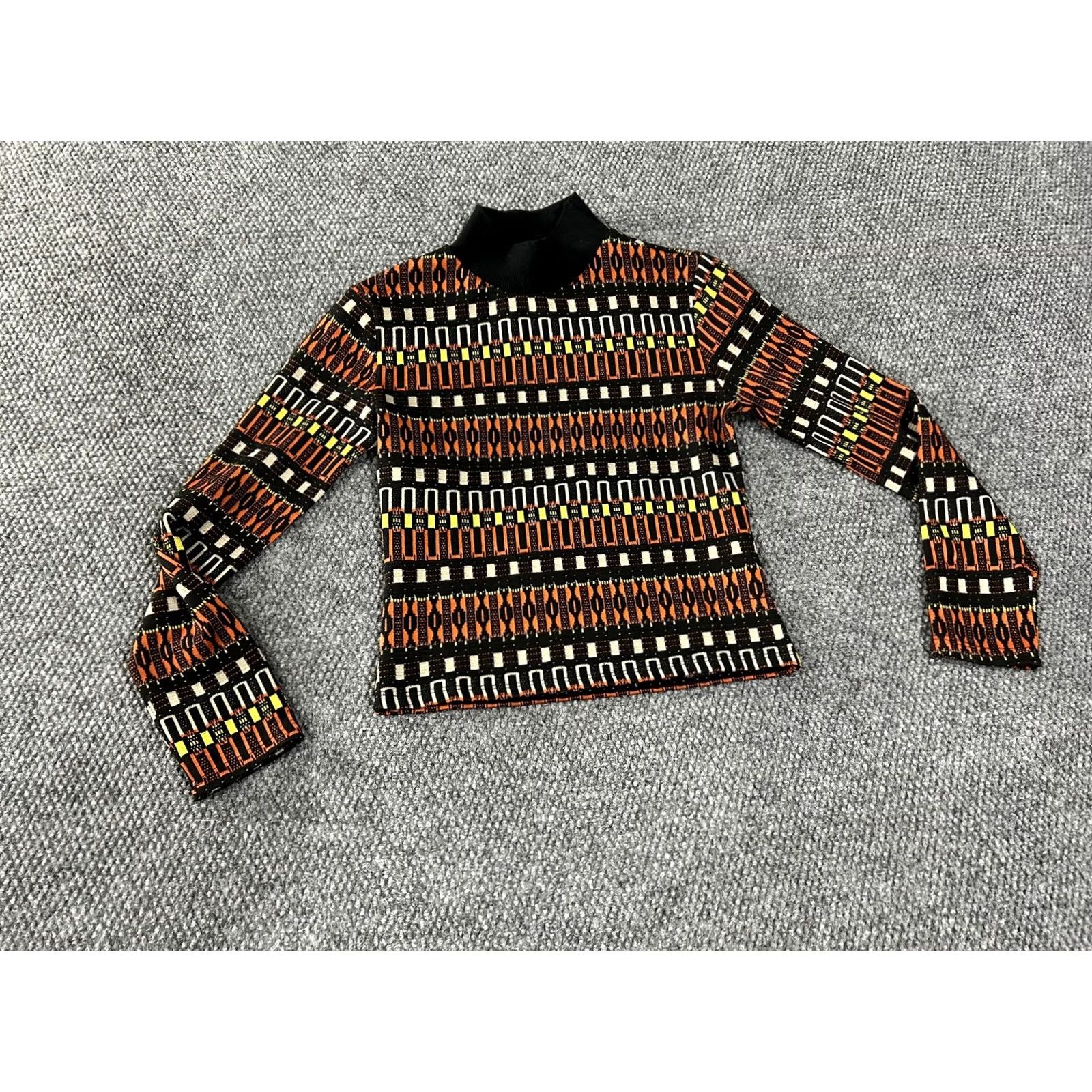 Zara Zara Sweater Womens Small Multicolor Geometric Mock Neck Pullover Knit Size S / US 4 / IT 40 - 2 Thumbnail