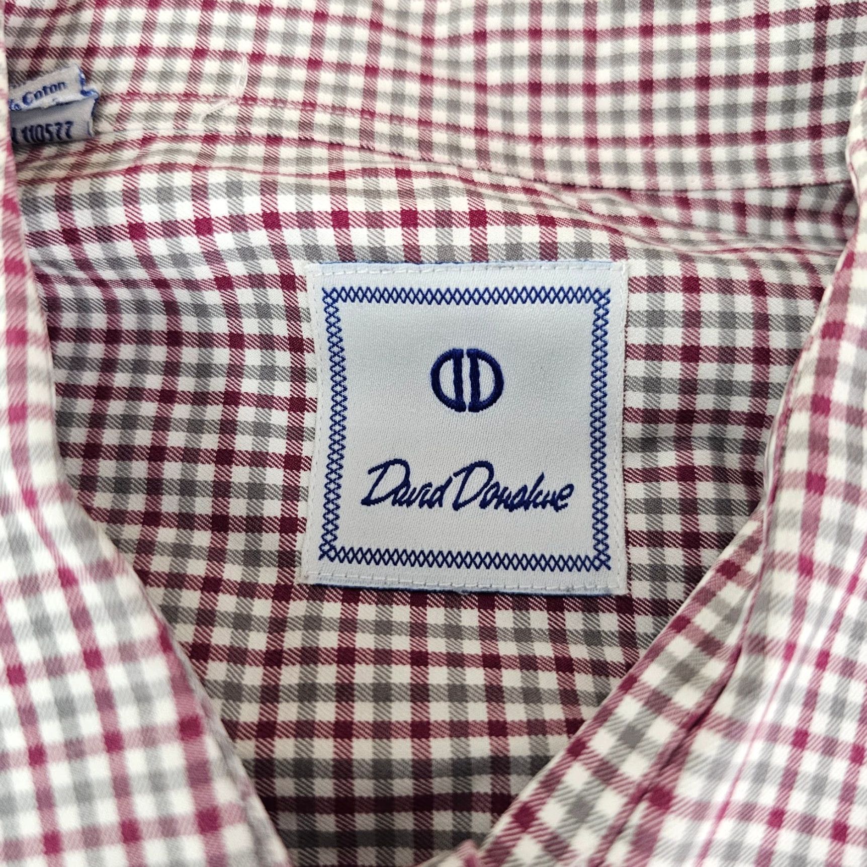 David Donahue David Donahue Dress Shirt Mens XL Check Twill Cotton Long Sleeve Pockets Button Collared Size 46R - 4 Thumbnail
