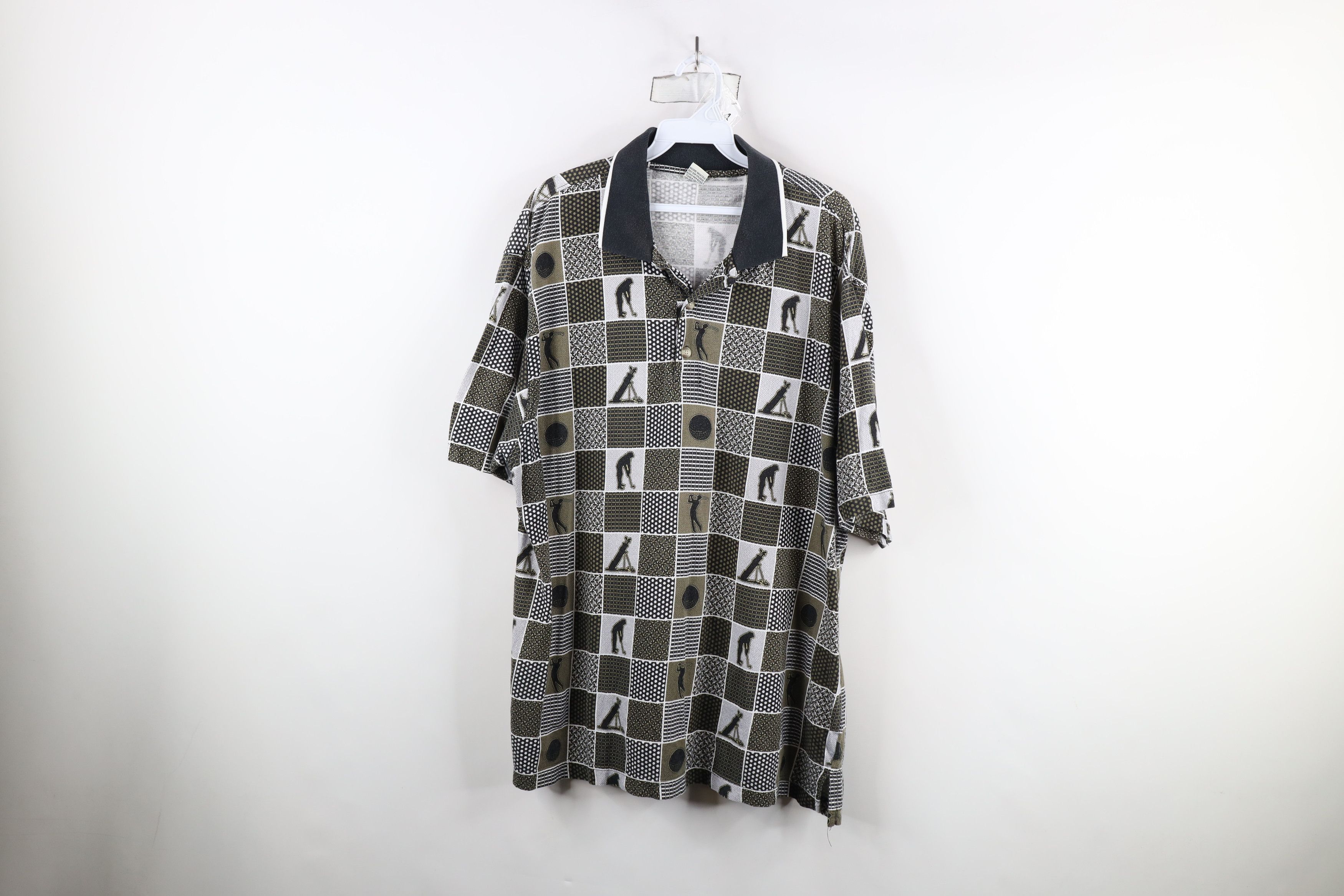 Vintage Vintage 90s Streetwear Checkered All Over Print Polo Shirt Size US XL / EU 56 / 4 - 1 Thumbnail