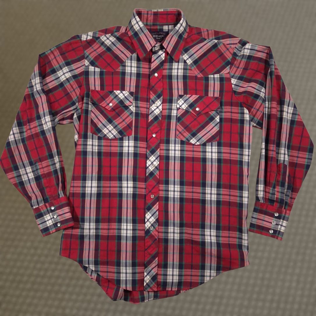 Vintage VINTAGE Williams Bay Shirt Mens Large Red Western Pearl Snap Long Sleeve Cowboy Size US L / EU 52-54 / 3 - 1 Thumbnail