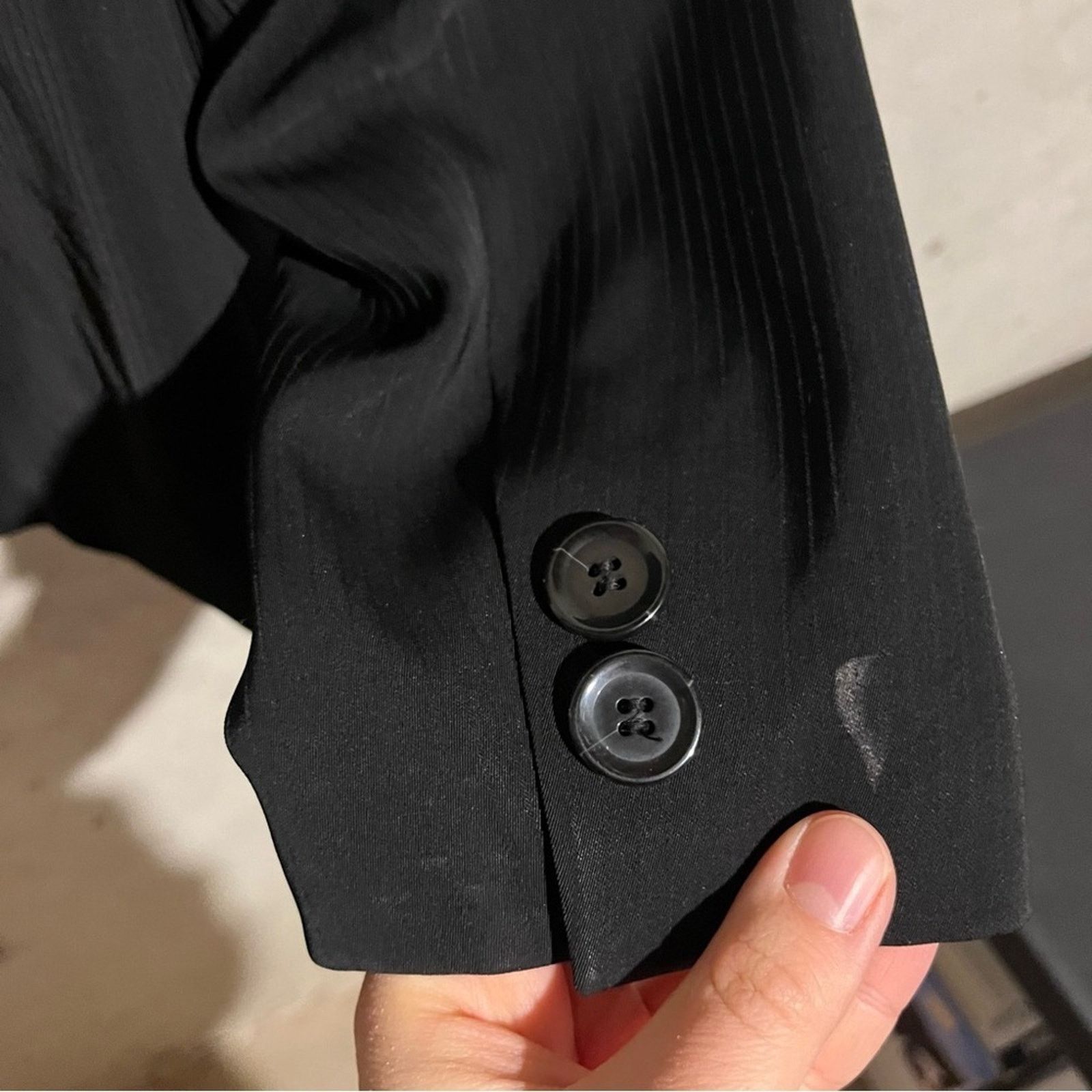 Kasper Kasper Suit Black Pinstripe Jacket 3 Button Straight Leg Size M / US 6-8 / IT 42-44 - 7 Thumbnail