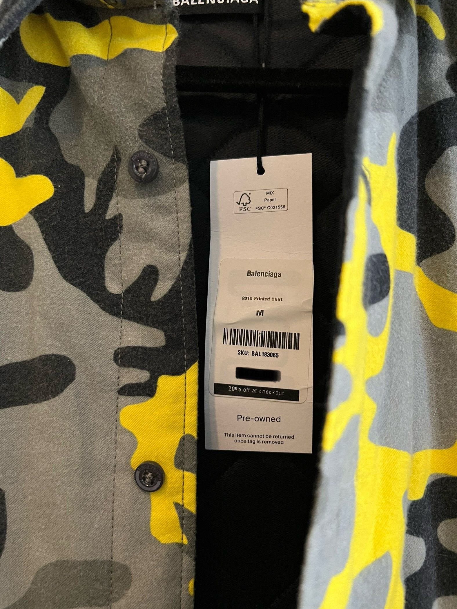 Balenciaga Balenciaga Oversized Padded Yellow Camo Shacket/ Button Up Size US XL / EU 56 / 4 - 9 Thumbnail