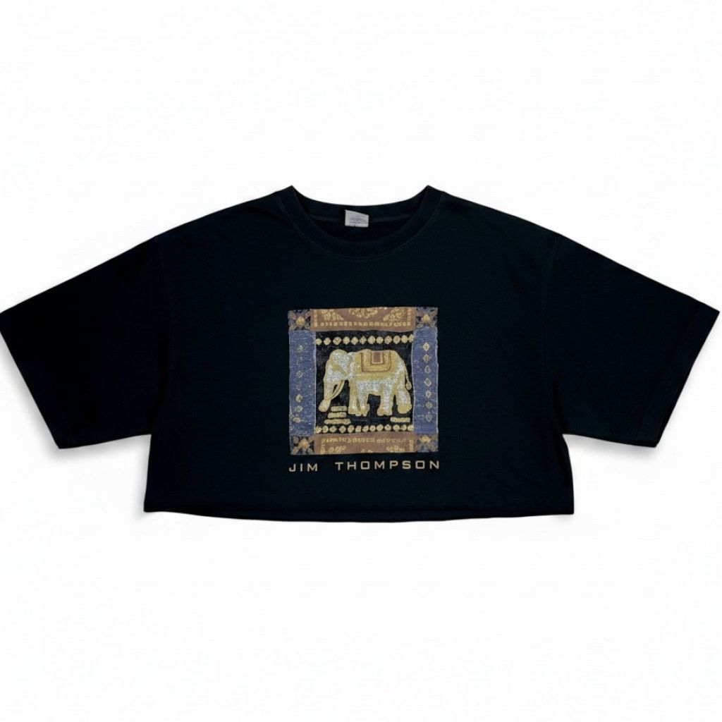 Jim Thompson Vintage 90s Jim Thompson Women's L Elephant Cropped T-Shirt Size L / US 10 / IT 46 - 1 Thumbnail
