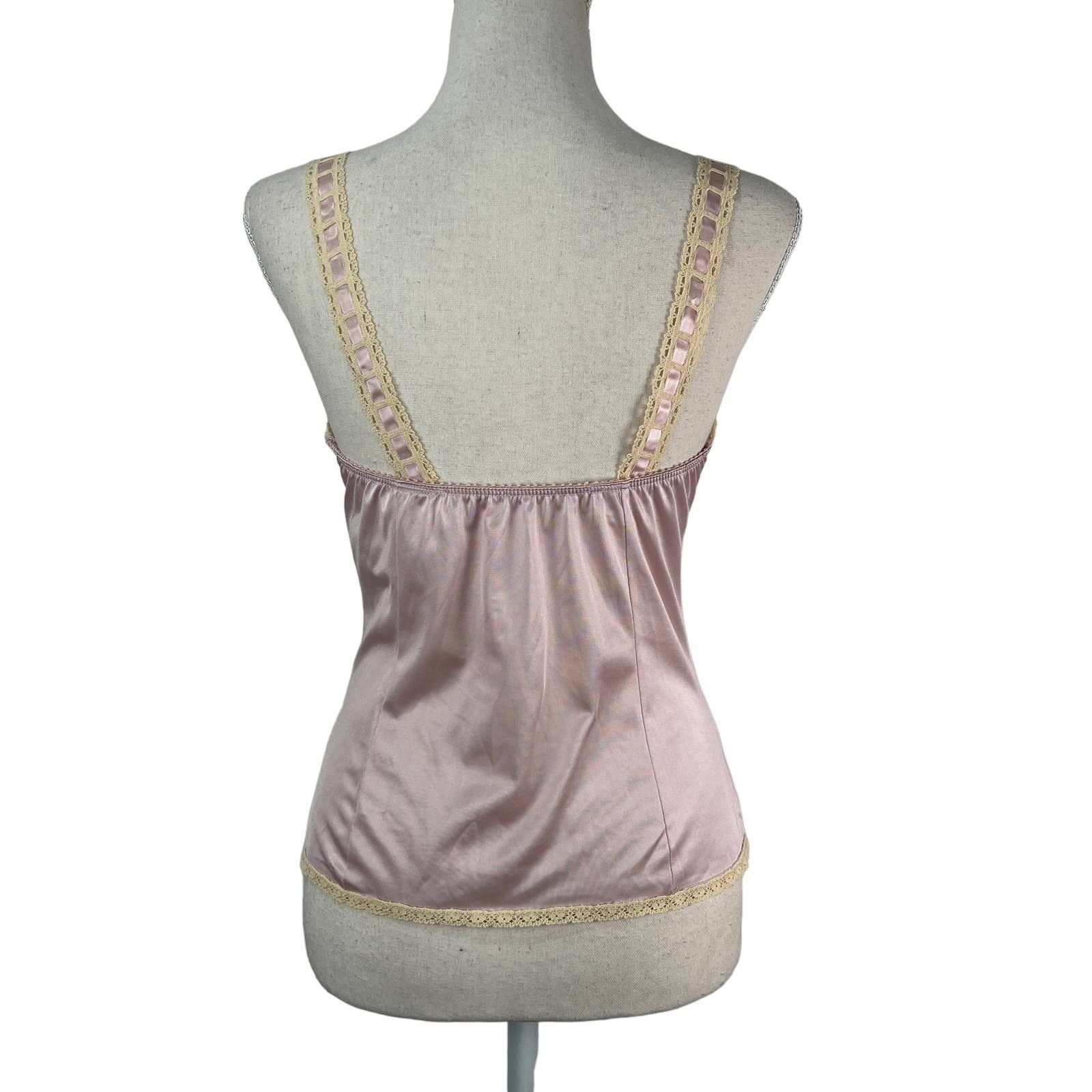 Vintage Vintage 70s Flair Satin Lace Camisole Lingerie Lace Trim Size S / US 4 / IT 40 - 14 Thumbnail