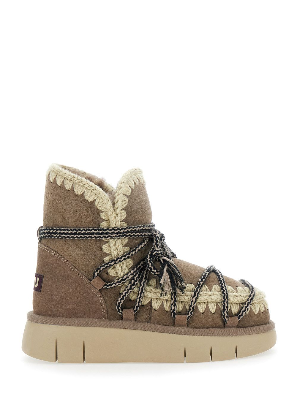 Mou Grey Ankle Boots with Lace Closure and Tassel Detail in Leather Woman Size US 8 / IT 38 - 1 Thumbnail