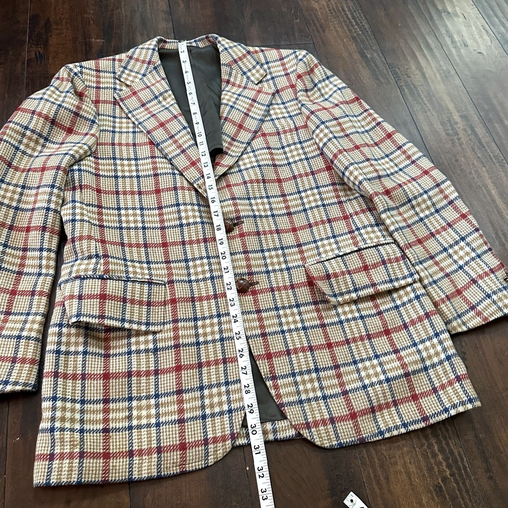 Vintage VTG Suit Jacket 40 Wool Tan Pinstripe Rockabilly 1970s 1960s Vintage Sportcoat Men’s Womens? Size 40R - 7 Thumbnail