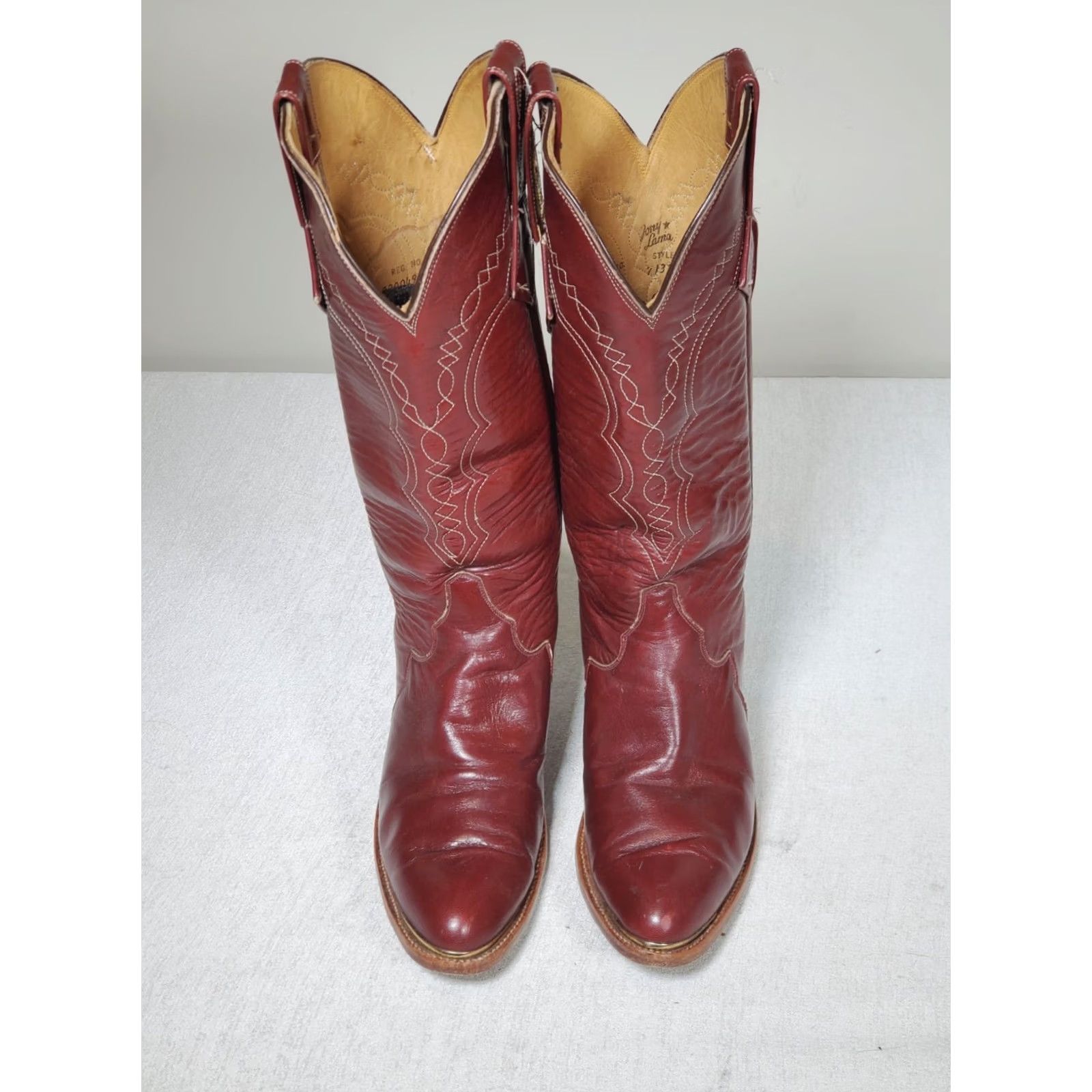 Tony Lama VTG Tony Lama Gold Label Western Boots Burgundy Red Wine Leather Women's US 5 B Boots Size US 5 / IT 35 - 7 Thumbnail