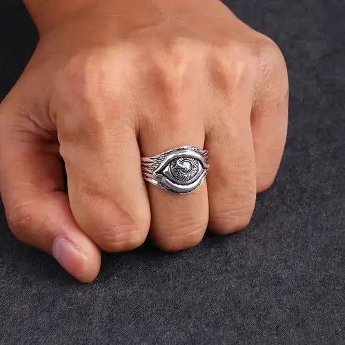 Delusion Punk Unisex Eye Carved Handmad Ring Size ONE SIZE - 1 Thumbnail