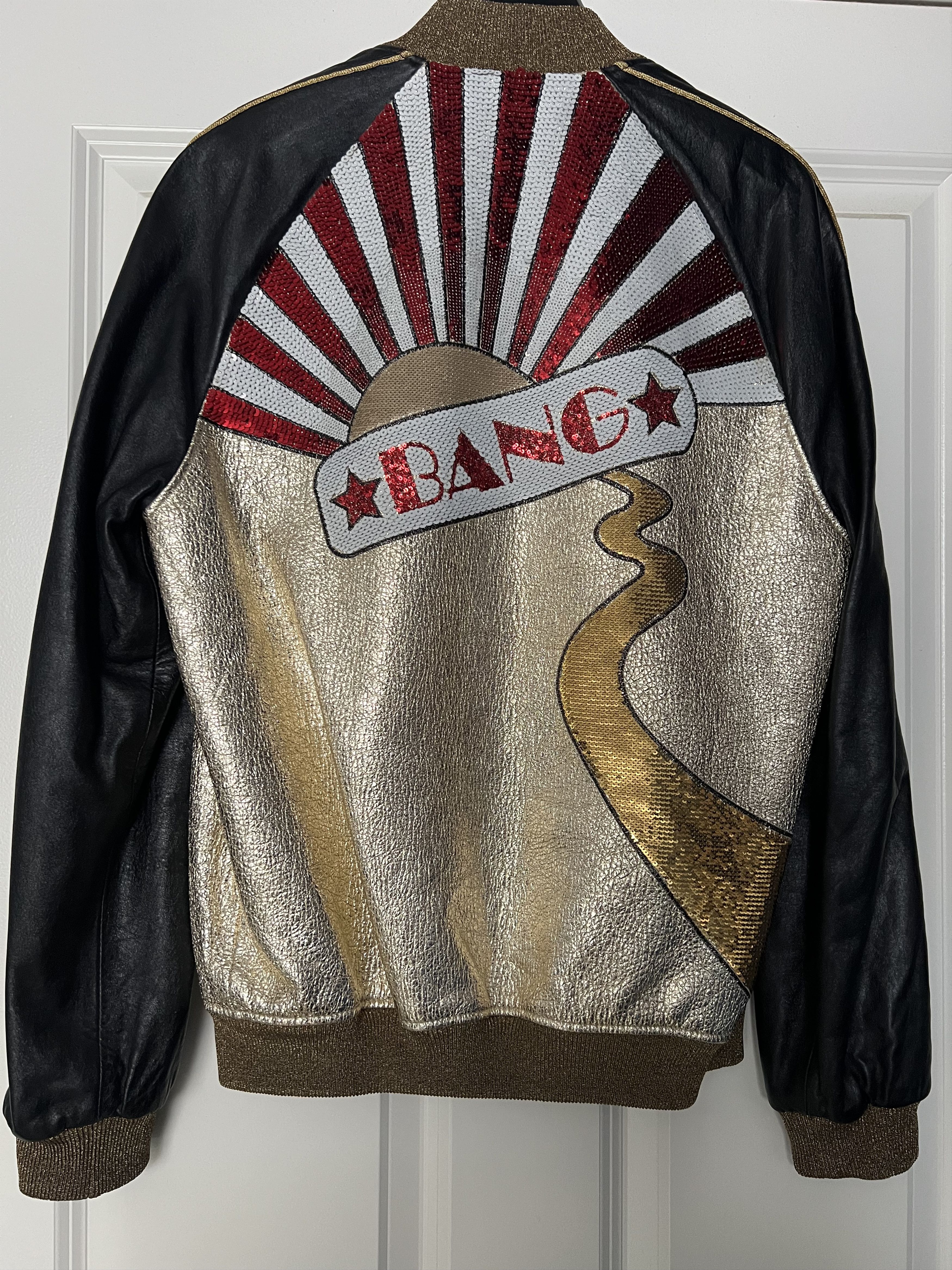 Saint Laurent Paris SS16 Metallic Gold Sequined Bang Leather Teddy Jacket Size US S / EU 44-46 / 1 - 4 Thumbnail