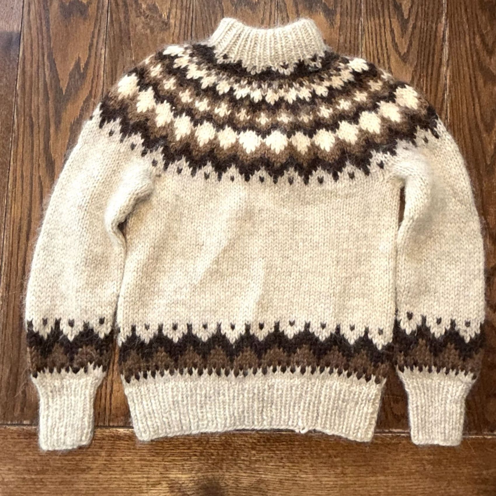 Vintage VINTAGE Husfliden Norway Sweater Mens Small Beige Brown Wool Nordic Knit Pullover Mock Neck 80s Wool Hand Wash Only Mens Regular Brown Size US S / EU 44-46 / 1 - 5 Thumbnail