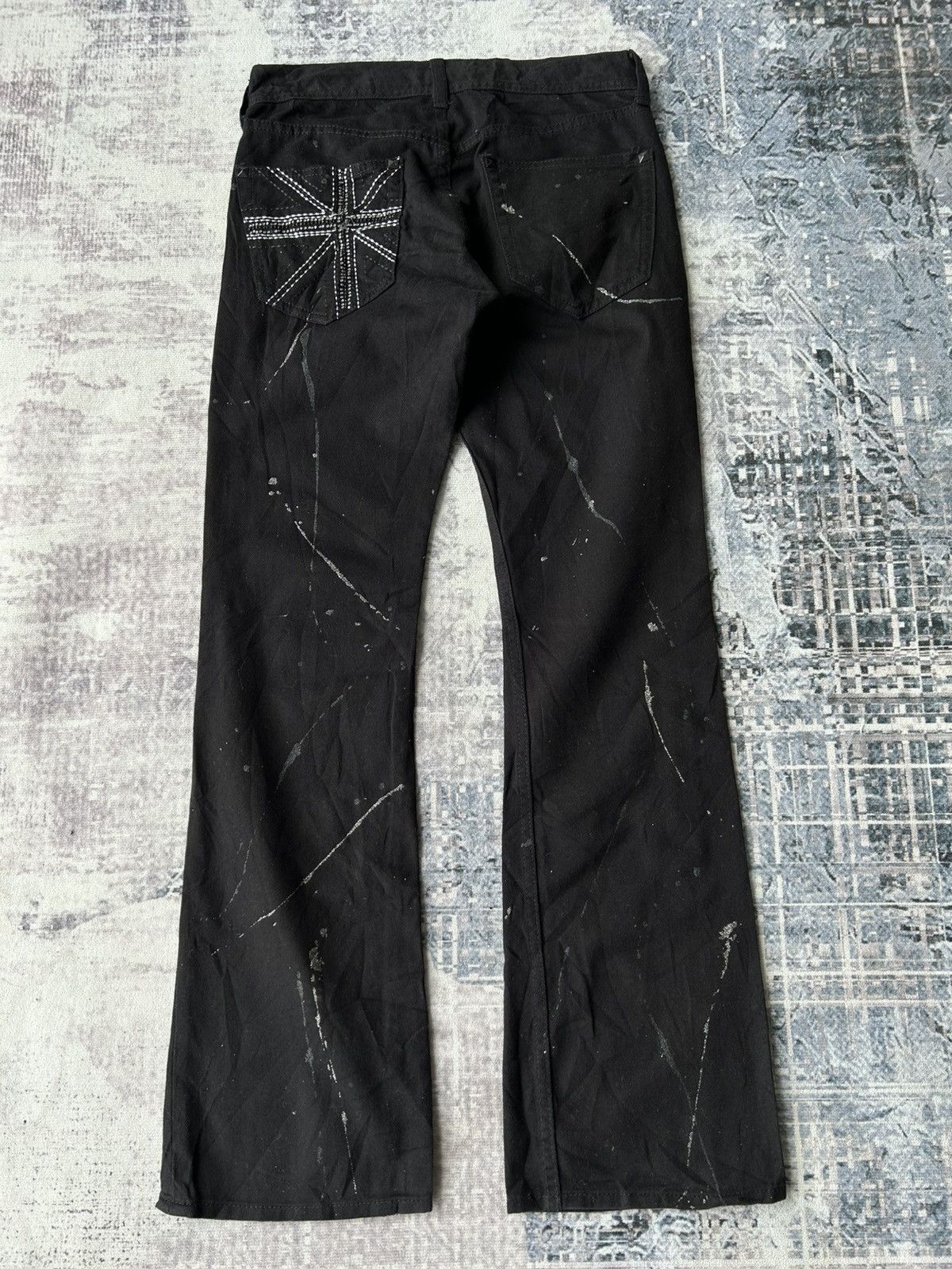 If Six Was Nine Flared Painter Black Punk Jeans Size US 28 / EU 44 - 3 Thumbnail