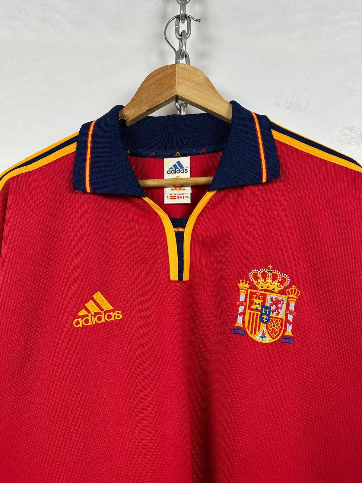Adidas 1999/2002 Adidas Spain National Team Vintage Soccer Jersey Size US XL / EU 56 / 4 - 6 Thumbnail