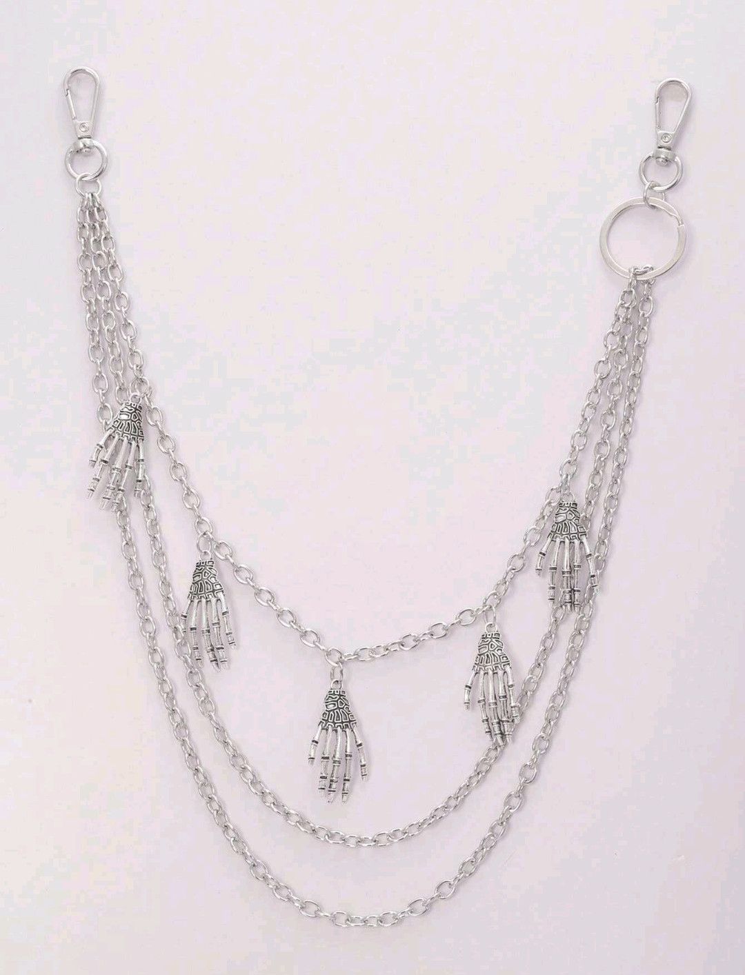 Japanese Brand × Vintage Halloween Silver Ghost Hand Metal Three-layer Chain sh Size ONE SIZE - 2 Thumbnail