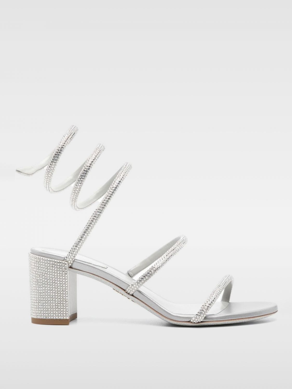 image of Rene Caovilla Heel Shoesed Sandals Woman Silver, Women's (Size 6)