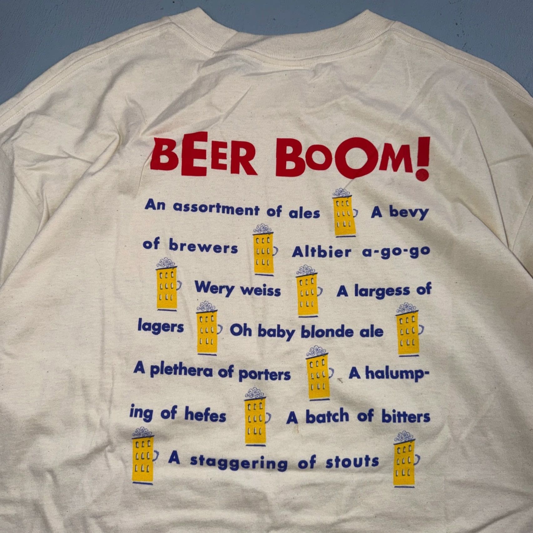 Tultex VINTAGE Beer Boom Funny Graphic T Shirt 90s Y2K Tultex XL Beige Men Crew Neck Short Sleeve Cotton Graphic Print T-Shirt Size US XL / EU 56 / 4 - 2 Thumbnail