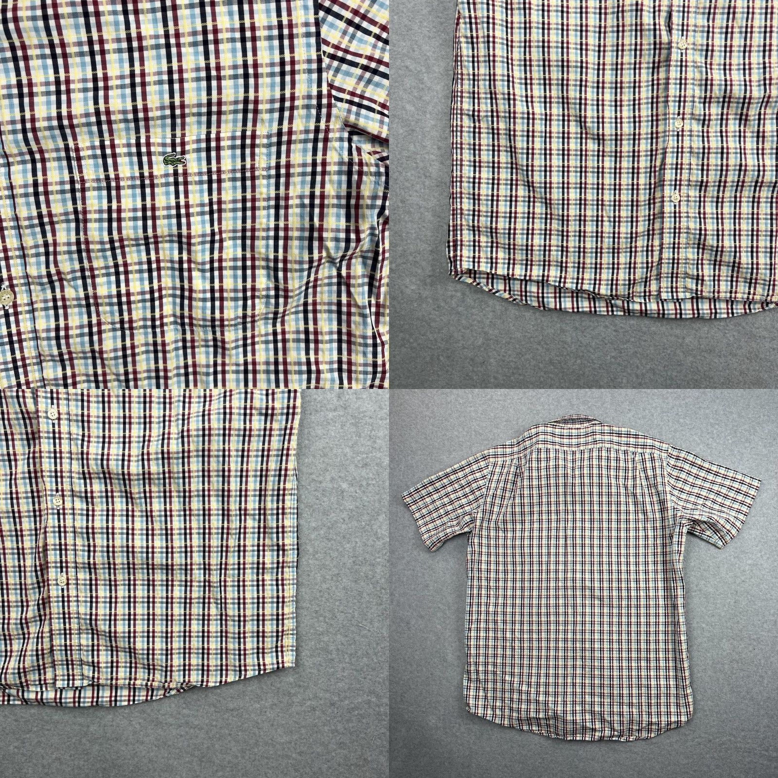 Lacoste Lacoste Shirt Mens 42 Multicolor Plaid Short Sleeve Button Front Casual Adult Size US XL / EU 56 / 4 - 8 Thumbnail
