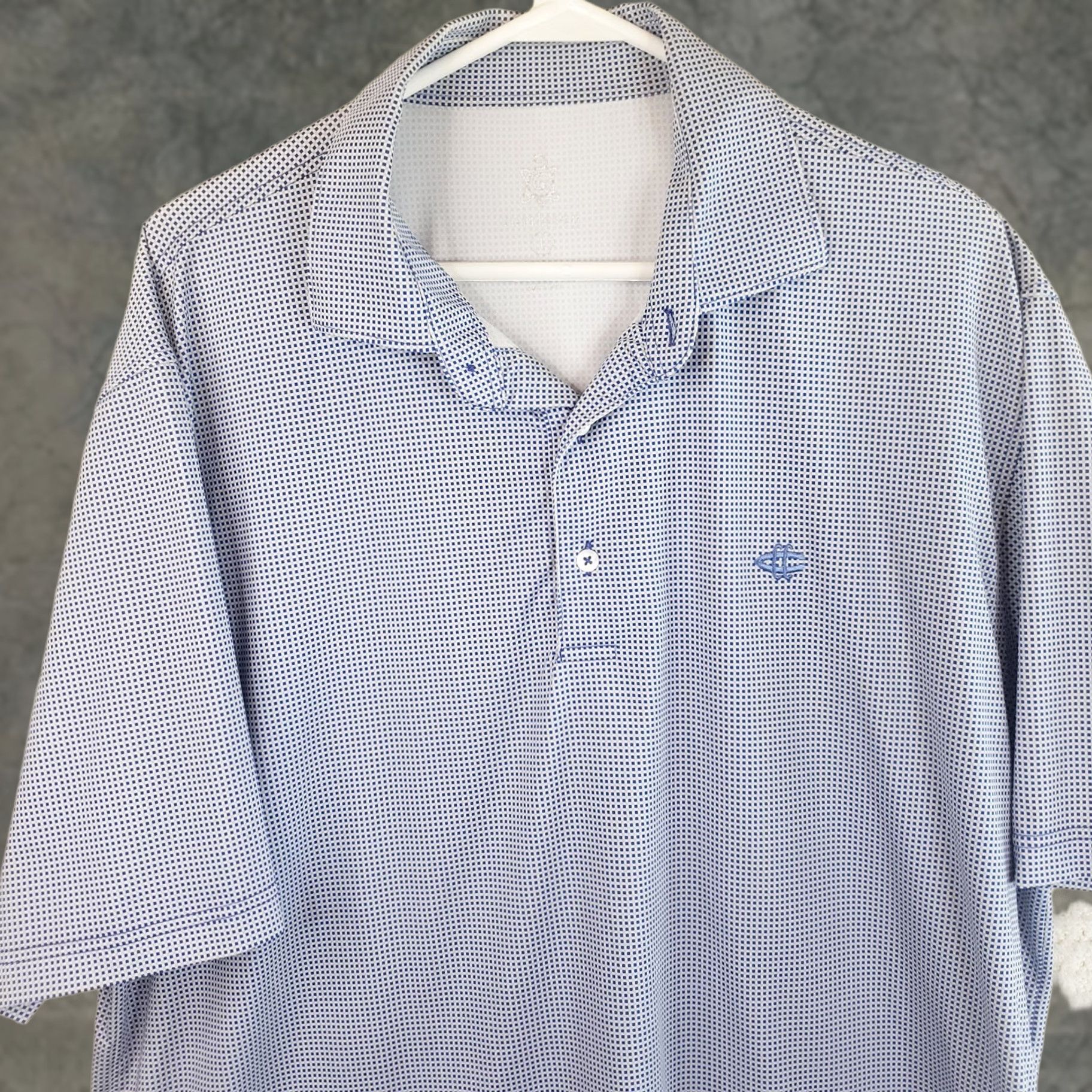 Vintage Turtleson Polo Shirt Men's L Blue Microcheck Short Sleeve Geometric Breathable Stretch Golf Preppy Logo Polo Blackout Size US L / EU 52-54 / 3 - 1 Thumbnail