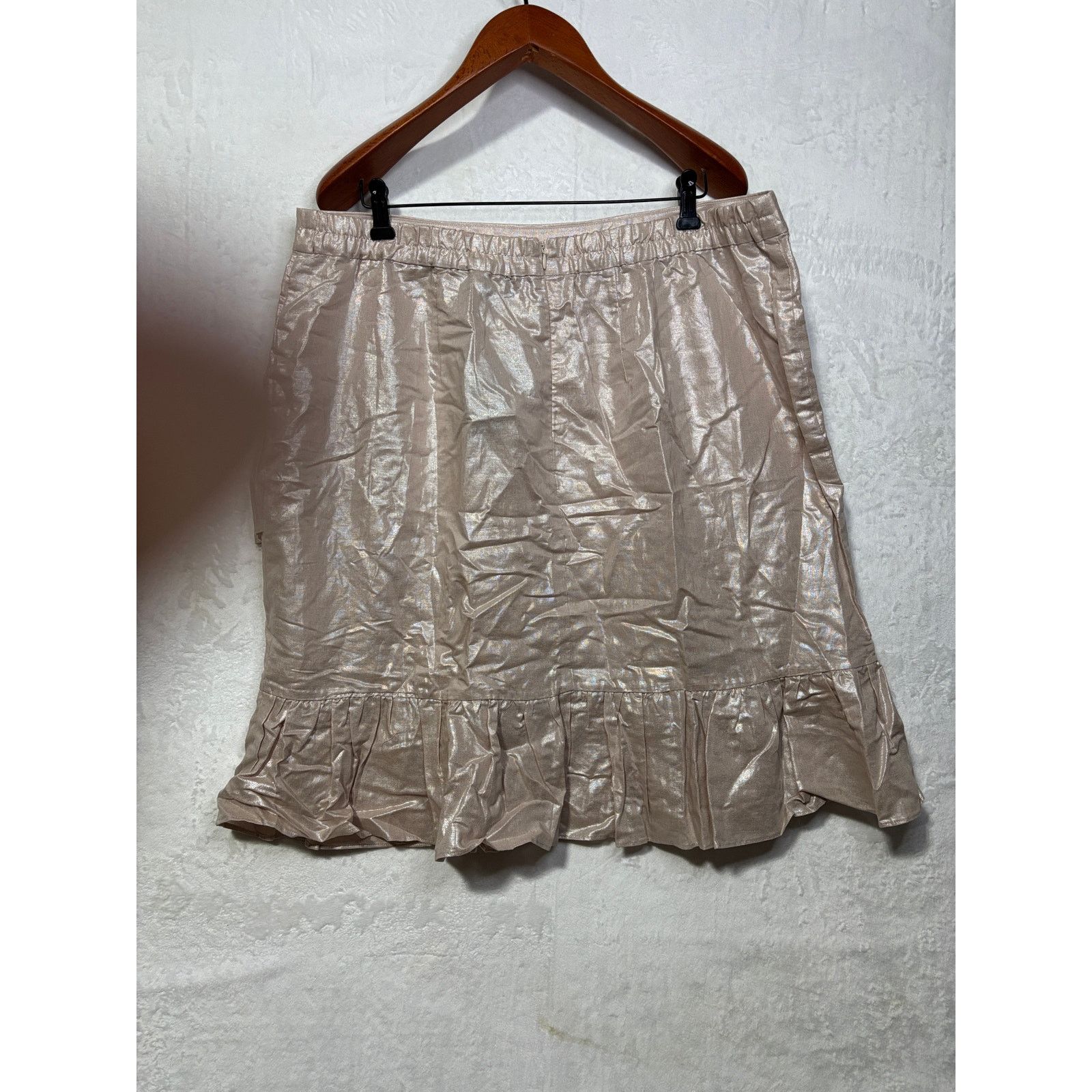 Other PLUS Size 16 | Pink Blush Shimmer Linen Skirt | ELOQUII Size 38" / US 16 / IT 52 - 7 Thumbnail