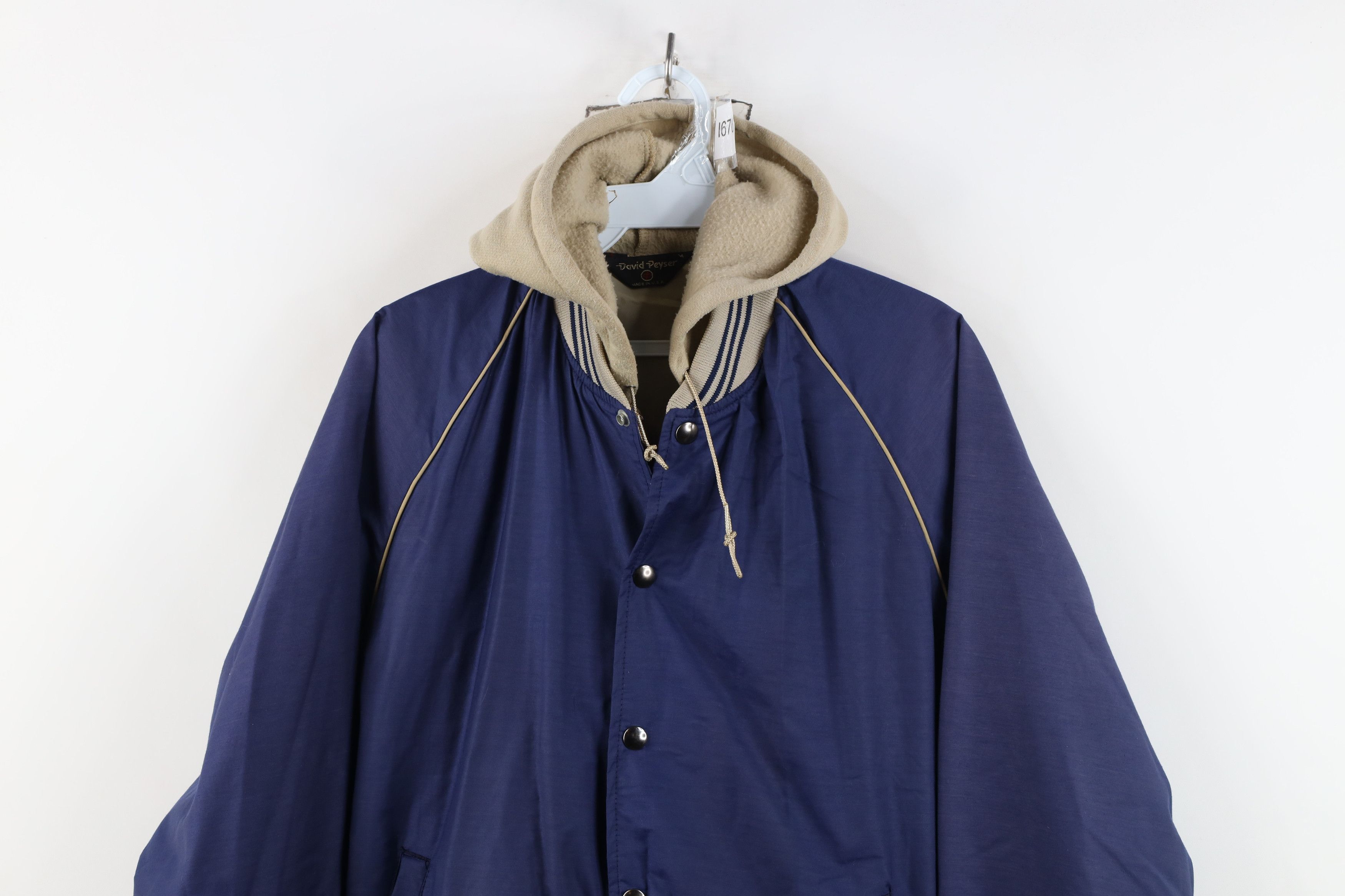 Vintage Vintage 70s Streetwear Hood Hooded Bomber Jacket Blue USA Size US M / EU 48-50 / 2 - 2 Thumbnail