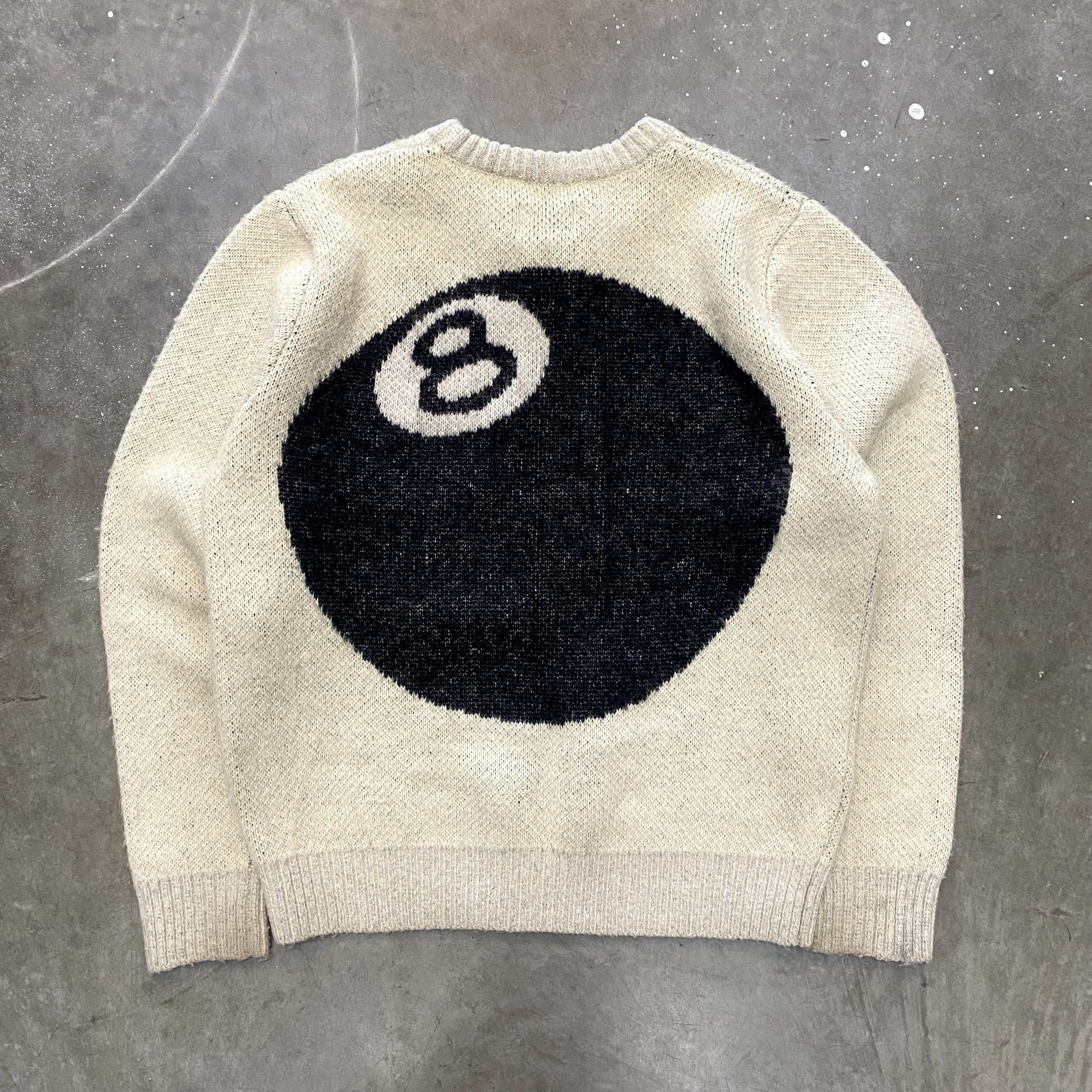 Stussy FW 21 Stüssy Heavy Brushed Mohair Eight Ball Sweater Ivory | Grailed