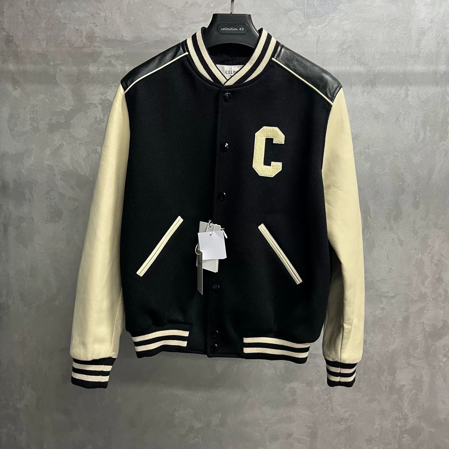 Celine Celine Black Big C Logo Baseball Jacket Size US S / EU 44-46 / 1 - 1 Thumbnail