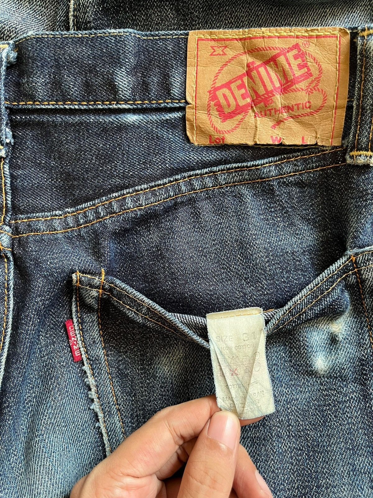 Denime Vintage Japanese Denime Selvedge Blue Wash Loose Jeans Size US 31 - 13 Thumbnail