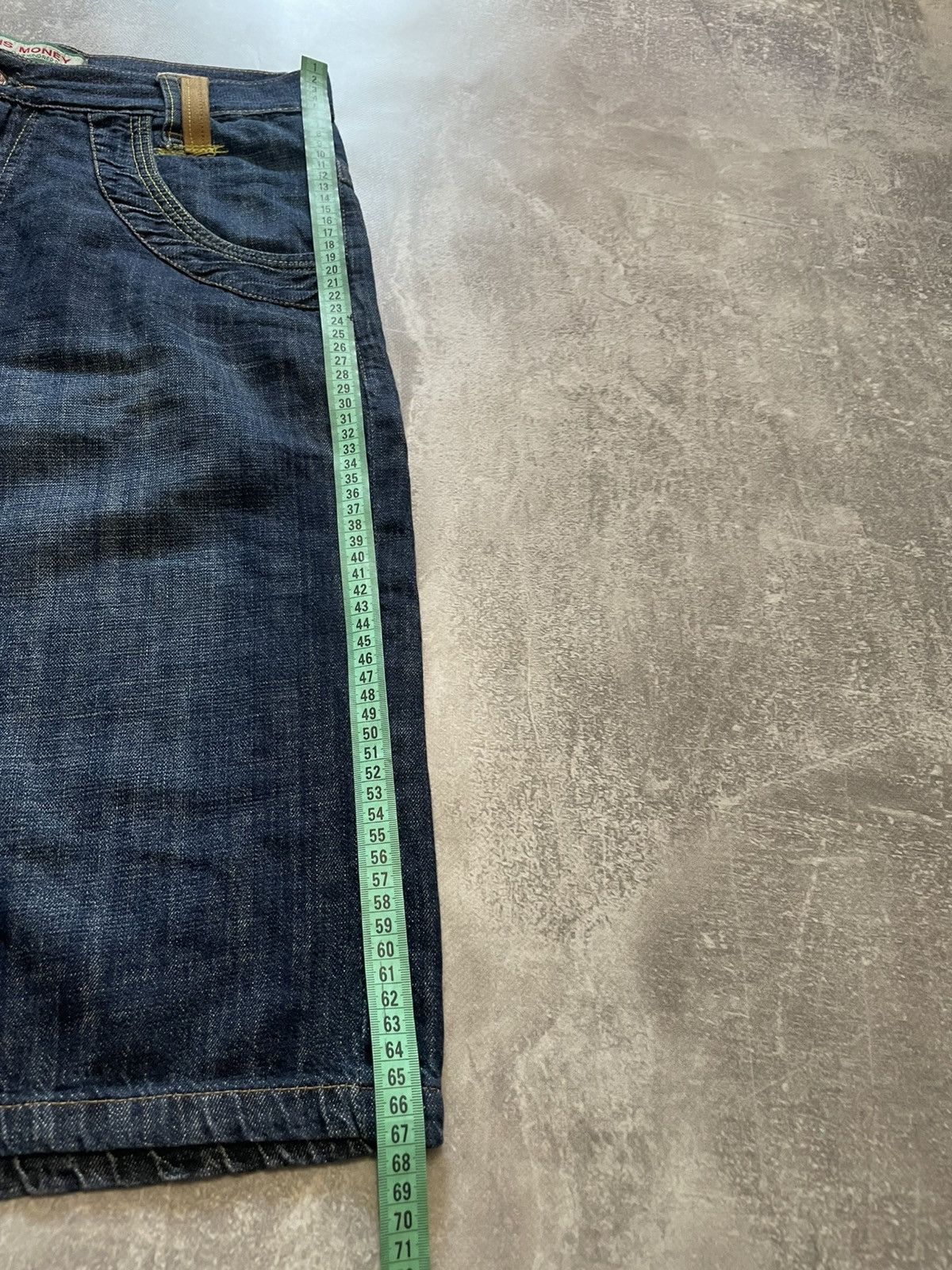 Time is Money Embroidered Logo Jnco Style Baggy Denim Shorts