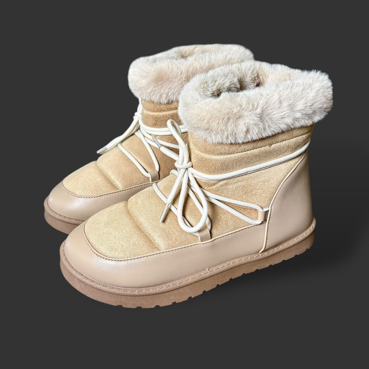 Other Aspen Women’s Puffy Faux Fur Vegan Lace Beige Boots Sz 8.5-9 Size US 9 / IT 39 - 3 Thumbnail