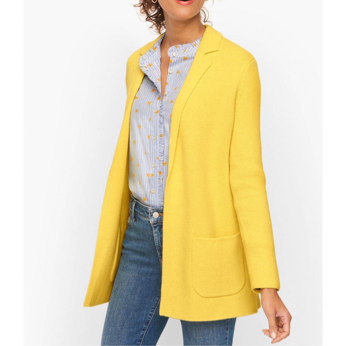 Robert Talbott Talbots Notch Collar yellow Sweater Blazer open front size M Size M / US 6-8 / IT 42-44 - 1 Thumbnail
