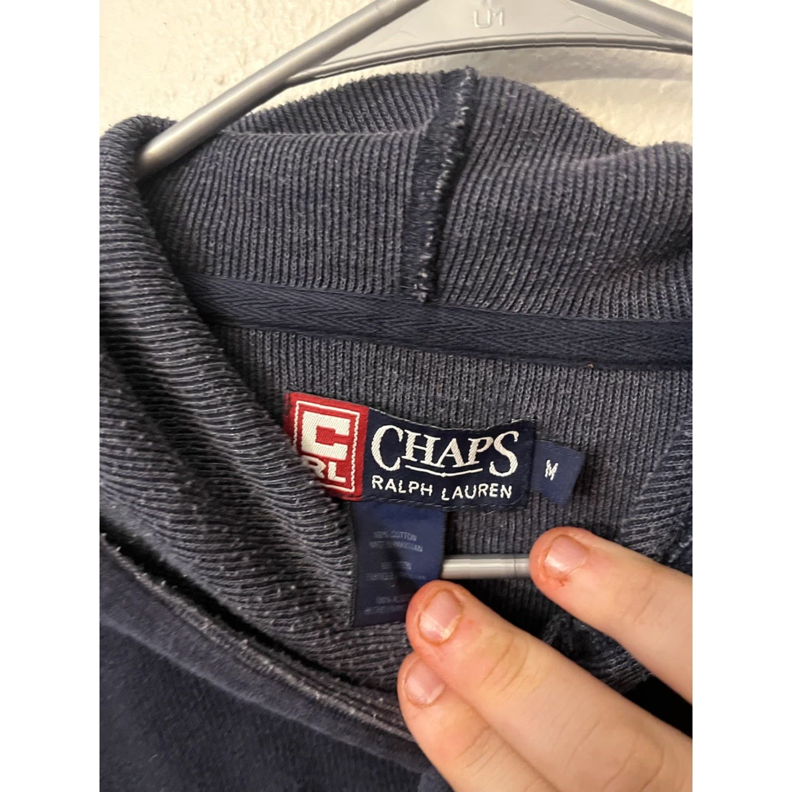 Chaps VINTAGE Chaps Ralph Lauren Navy Blue Logo Pullover Hoodie M Mens 90s Size US M / EU 48-50 / 2 - 2 Thumbnail