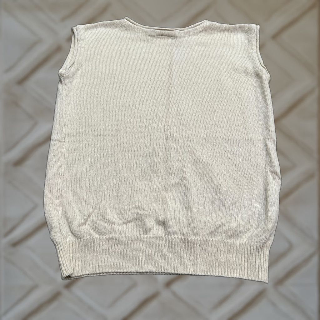 Greats VINTAGE Great Times Vest Sweater Mens XL Beige Knit 100% Cotton Sleeveless Crew Neck Classic 90s Size US XL / EU 56 / 4 - 1 Thumbnail