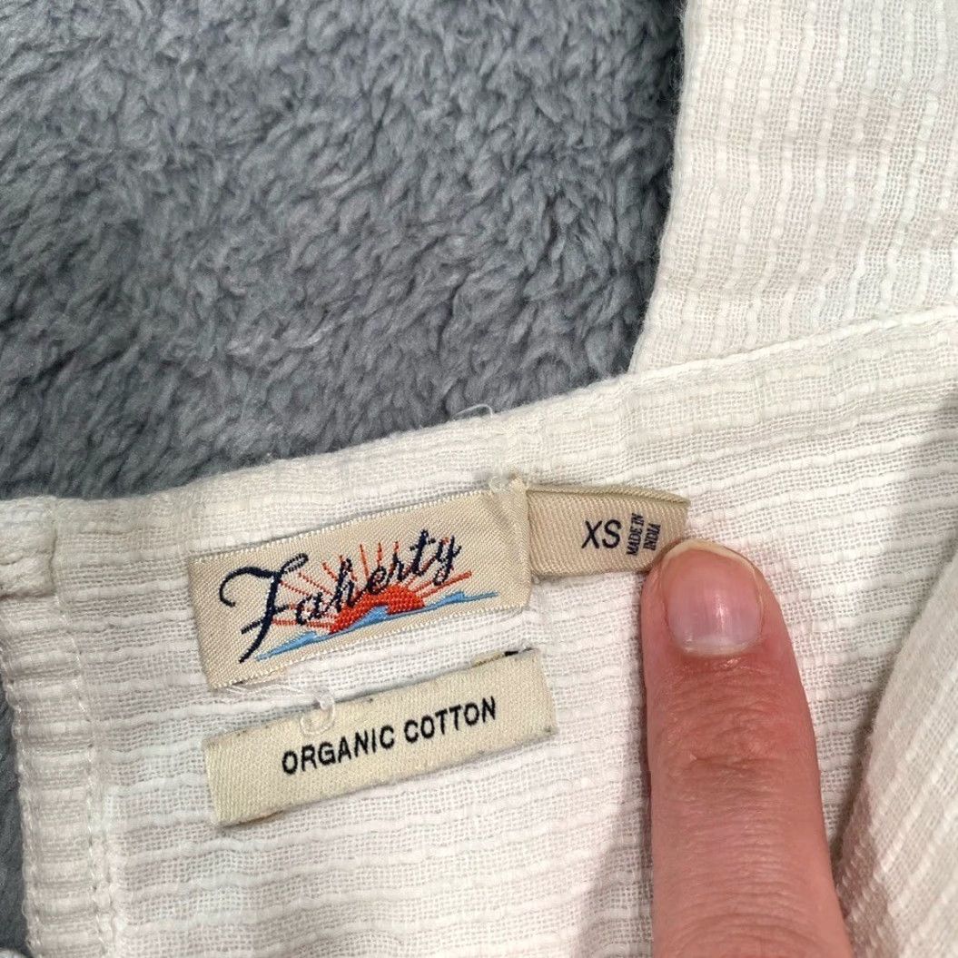 Faherty Faherty Tank Top Womens XS Organic Cotton Cream Textured Top Size XS / US 0-2 / IT 36-38 - 6 Thumbnail
