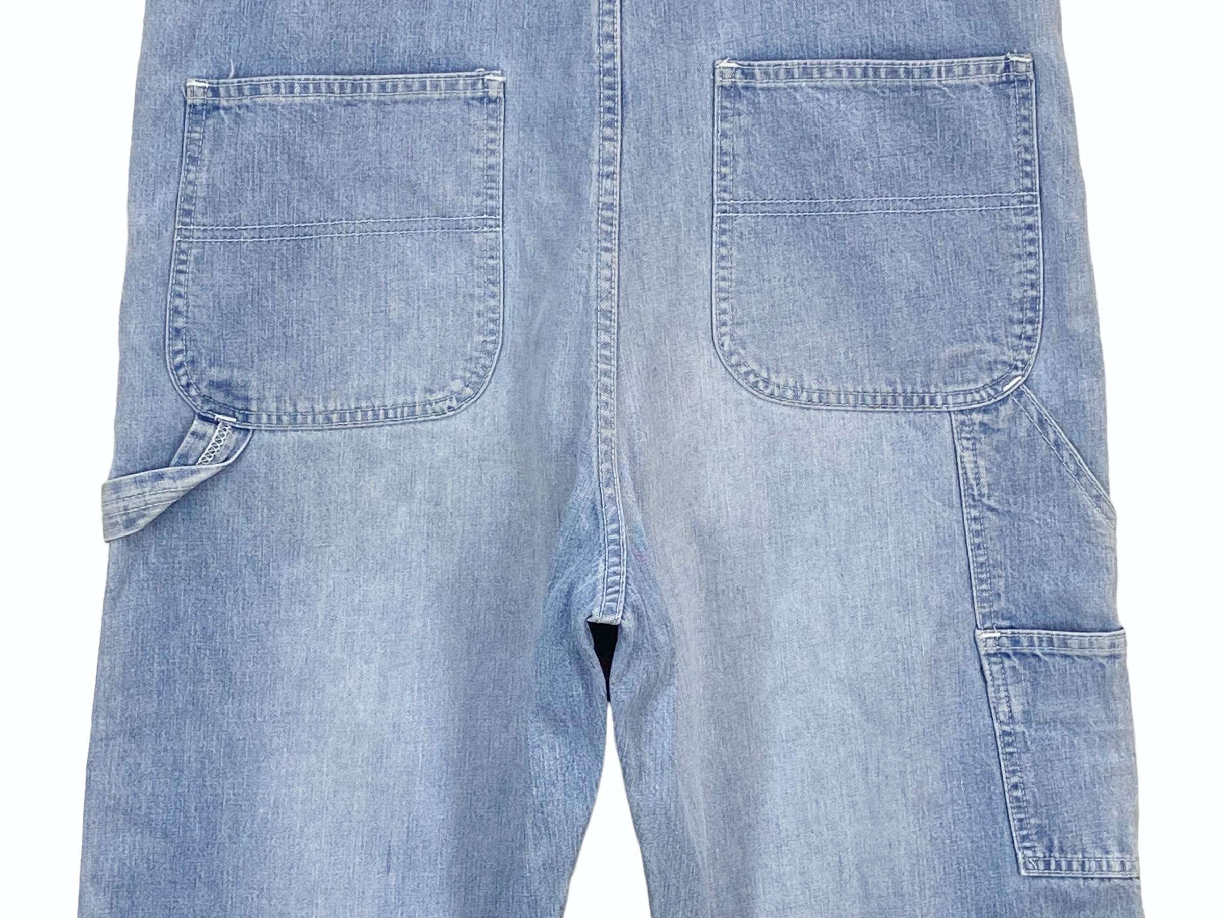 Big John × Vintage Big John Carpenter Bib Overalls Light Wash Jeans Size US 35 - 4 Thumbnail